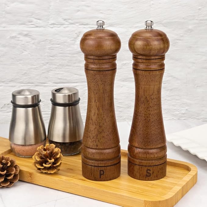 Oak Wood Salt And Pepper Grinder Set